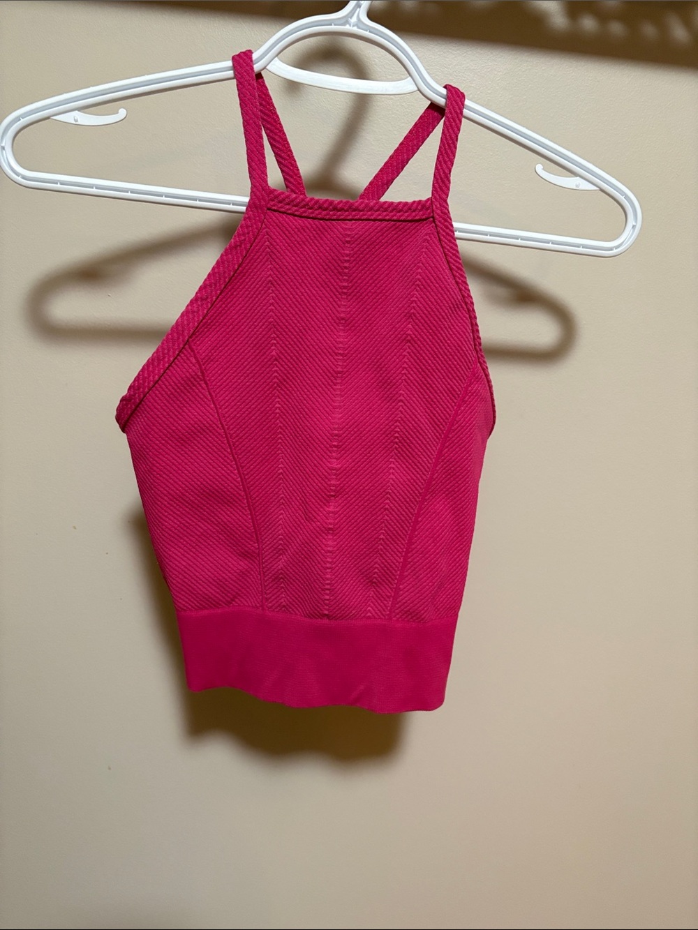 Free People Bright Fuchsia Ribbed Halter Crop